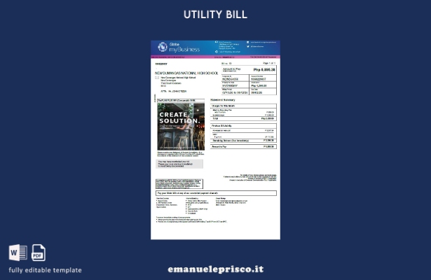 modello di bolletta delle utenze Filippine Globe myBusiness stile verificato